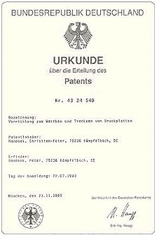 Urkunde Patente